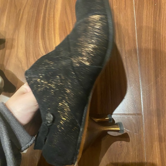 CYDWOQ Vintage / caution Leather Kitten heels bootie bronze metallic brown 39 9 - Picture 5 of 7